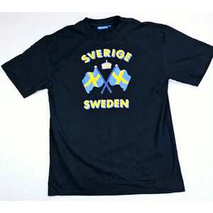 No Problem Sportswear Size XL Men's Black Sverige Sweden Short Sleeve Cotton Tee
